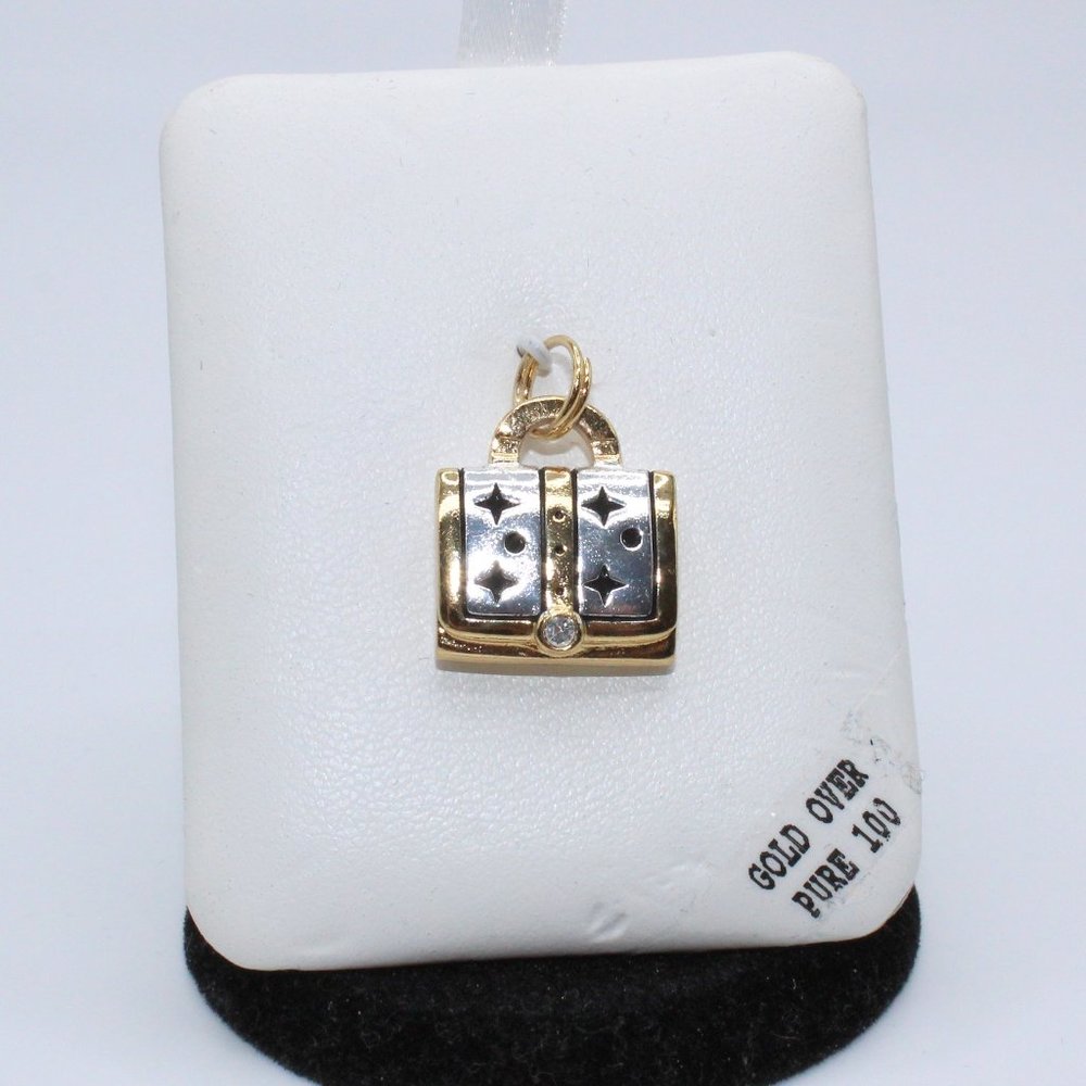 Sterling Silver Gold Purse Bag .925 Charm Pendant